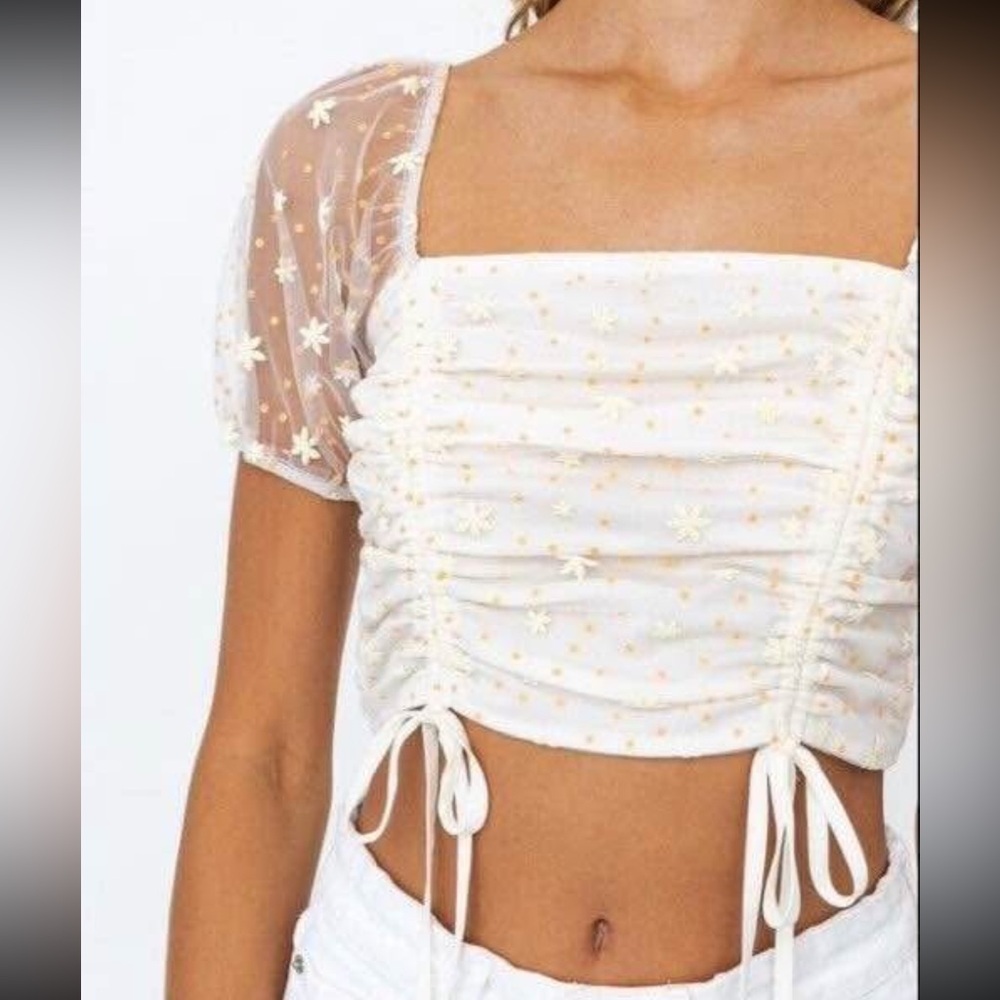 Altar'd State White Floral Crop Top